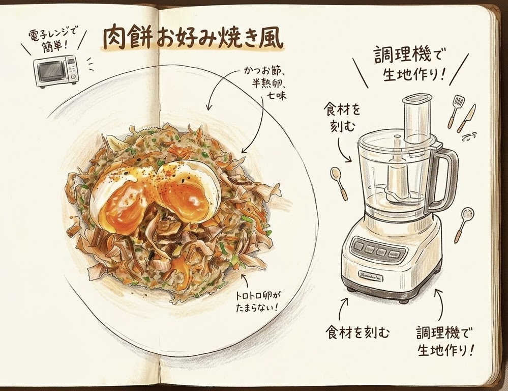 懶人系微波大阪燒風肉餅